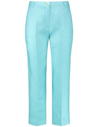 Thumbnail for Gerry Weber Damen Schlichte 7/8 Hose mit Bügelfalten unifarben 7/8 Länge Aqua Splash 40 im Sale