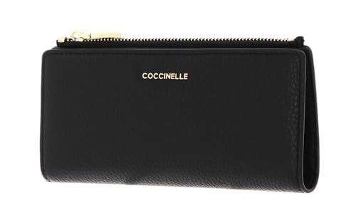 Coccinelle Metallic Soft Wallet Grained Leather Noir on sale