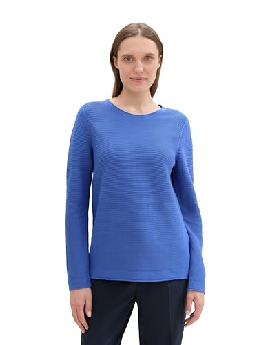 TOM TAILOR Damen Basic Strickpullover aus Bio-Baumwolle, 10619 - Preppy Jean Blue, im Sale