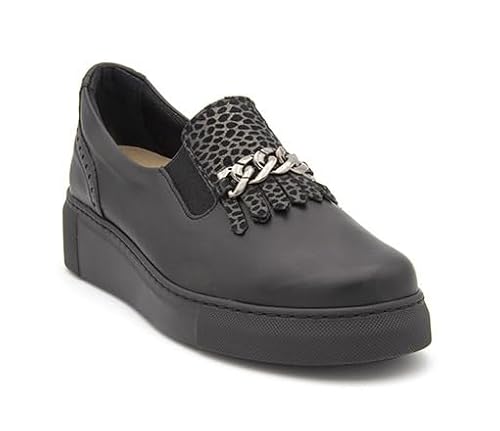Medima, Elegant women's shoe with silver-colored closure and speckled details, Black, Black, EU on sale