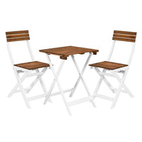 Thumbnail for BUTLERS Garden Furniture Set of 3 (Two Folding Chairs and Table) -Morning Star- Furniture set made of FSC wood, natural and white, for 2 people | Indoor Outdoor Weatherproof Furniture for Balcony, Terrace, Garden on Sale