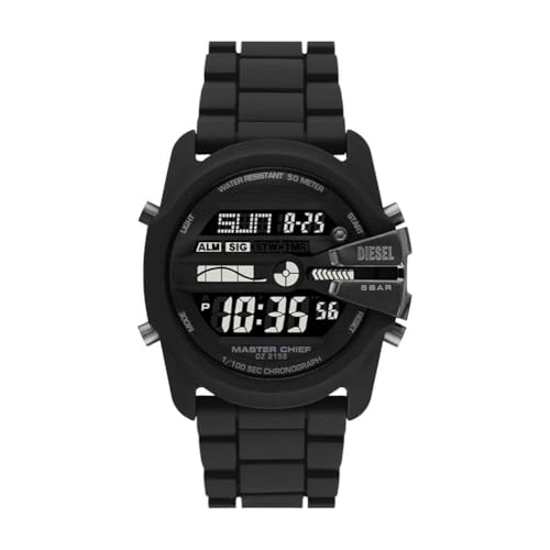 Diesel Men's Watch Master Chief, LCD Movement, 44MM White Silicone Case with Silicone Strap, DZ2157 on Sale