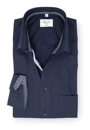Marvelis Men's Business Shirt Long Sleeve Non-Iron Modern Fit, Plain, New Kent, Blue 11.45 on Sale