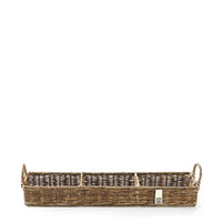 Thumbnail for Riviera Maison Rattan Storage Basket, Storage Basket, Basket with Handles, 3 Compartments, Handmade - Rustic Rattan Rectangular Basket - Brown - (LxHxW) 58x14x12cm on Sale