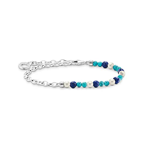 Thomas Sabo Armband mit blauen Steinen und Perlen 925 Sterling Silber A2100-056-7-L19 im Sale