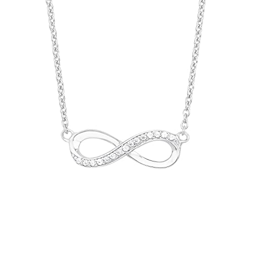 s.Oliver Kette mit Anhänger 925 Sterling Silber Damen Halsschmuck, mit Zirkonia synth., 42+3 cm, Silber, Infinity, Kommt in Schmuck Geschenk Box, 2012527 im Sale