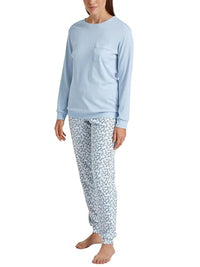 Thumbnail for CALIDA Sweet Dreams Bündchen-Pyjama Damen, aus 100% Baumwolle, Hose mit stoffbezogenem Gummibund im Sale