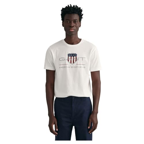 Gant Herren Reg Archive Shield T-Shirt T Shirt, Weiß,  EU im Sale
