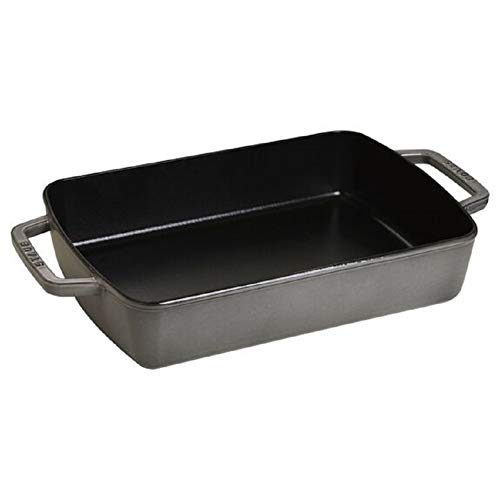 STAUB Auflaufform, rechteckig mit 2 Griffen, 30x20 cm, 3,1 L, Gusseisen, für alle Herdarten, Schwarz im Sale