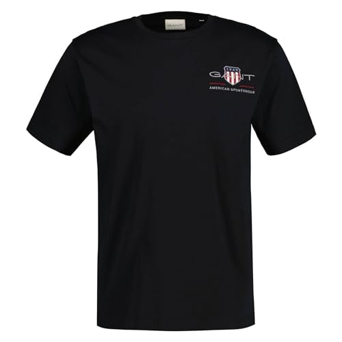 Gant Herren Reg Archive Shield Emb T-Shirt T Shirt, Schwarz,  EU im Sale