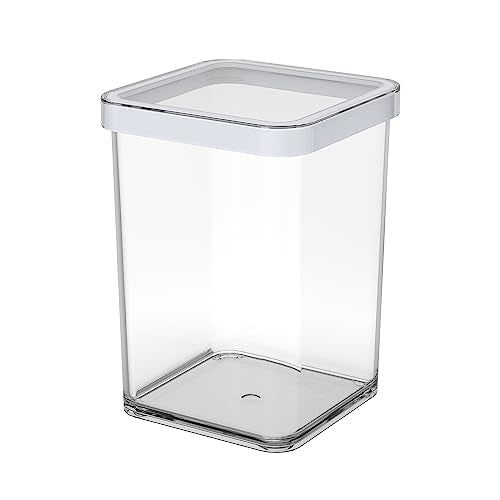 Rotho Loft quadratische Vorratsdose 1l mit Deckel und Dichtung, Kunststoff (SAN) BPA-frei, transparent/weiss, 1l (10.0 x 10.0 x 14.2 cm) im Sale