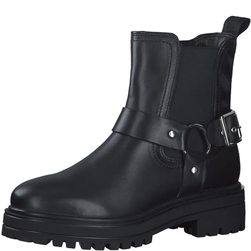 s.Oliver Damen Chelsea Boots aus Leder mit Schnalle, Schwarz (Black), EU im Sale