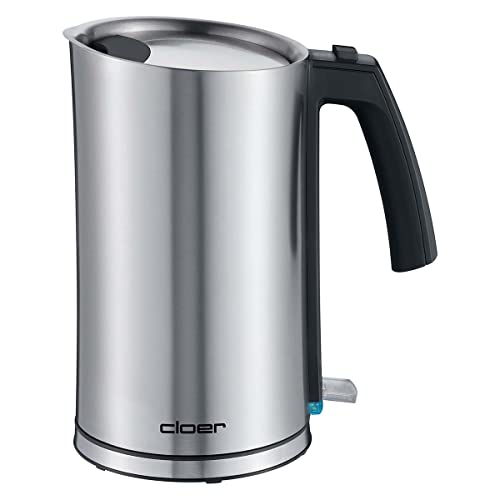 Cloer 4909 Cool-Wall kettle, 2000 W with internal fill level marking, heat-insulated for up to 1.2 L, matt stainless steel container