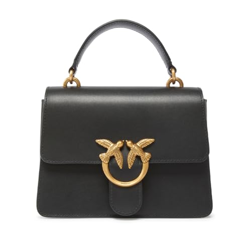 Pinko Women's Love One Top Handle Mini Light Bag, Z99q Black-Antique Gold on Sale