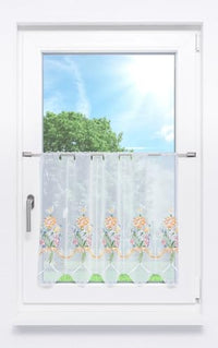 Thumbnail for Plauener Spitze Scheibengardine Blumenstrauß (Bx H) 128cm * 55cm Orange/Multicolor im Sale