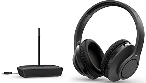 Philips Audio TAH6005BK/10 Over-Ear TV Kopfhörer Kabellos (100m Reichweite, 18 Stunden Wiedergabezeit, 30-mm-Neodym-Treiber, Passive Geräuschisolierung, Verstellbarer Kopfbügel) Schwarz, einheitsgröße im Sale