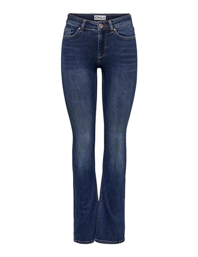 ONLY Women's Onlblush Mid Flared DNM Tai021 Noos Jeans, Dark Blue Denim, / 32L EU on sale