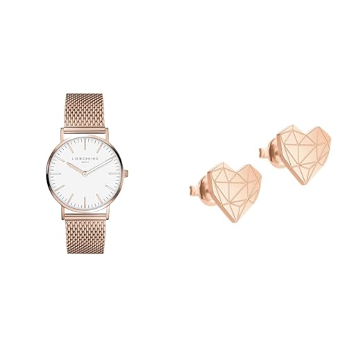 Liebeskind Damen Analog Quarz Armbanduhr mit Edelstahlarmband LT-0077-MQ & Damen-Ohrstecker Edelstahl LJ-0309-E-11 im Sale