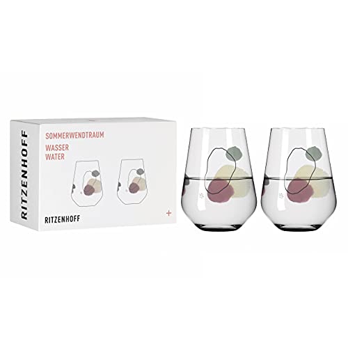 RITZENHOFF 3621002 Wasserglas 500 ml - Serie Sommerwendtraum Set Nr. 2, 2 Stück mit Aquarellkreisen - Made in Germany im Sale