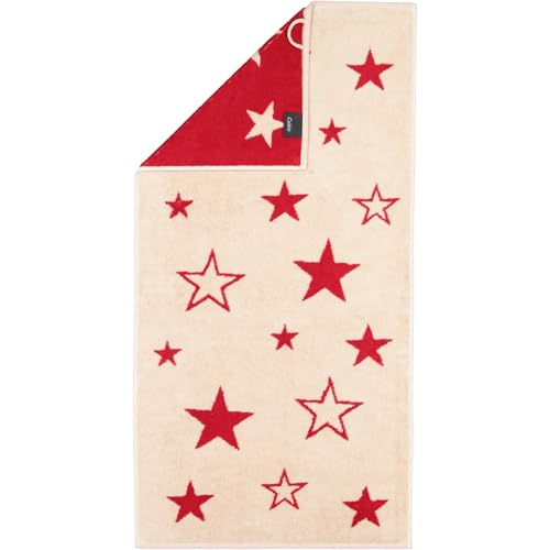 Cawö Home Handtücher Christmas Edition Sterne 792 Natur-rot - 32 Handtuch 50x100 cm im Sale