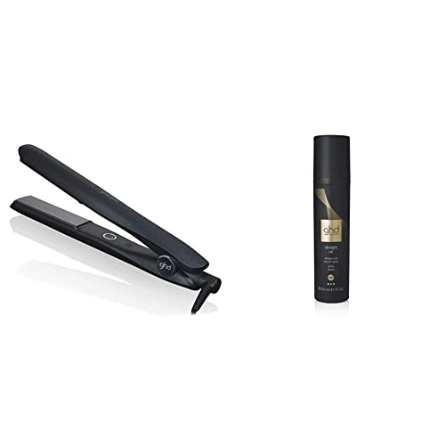 ghd gold Styler, professional straightener with optimal styling temperature, black + Straight on - straight &amp; smooth spray on sale