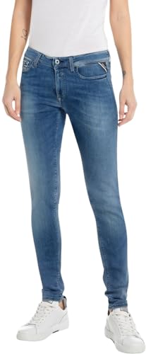 Replay Damen Jeans New Luz Skinny-Fit mit Comfort Stretch, Medium Blue 009 (Blau), 30W / 30 im Sale