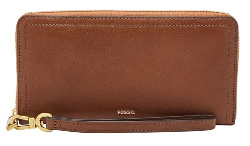 Fossil Brieftasche für Frauen Logan, PU, PVC Zip Clutch braun 19,7 cm x 1,9 cm B x 10,2 cm H SL7831200 im Sale