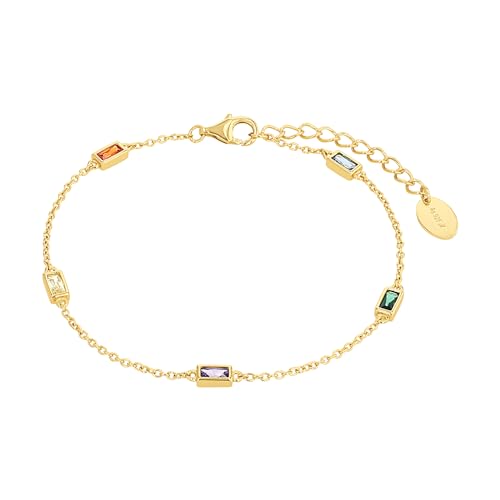 s.Oliver Armband 925 Sterling Silber Damen Armschmuck, mit Zirkonia synth., 17+3 cm, Gold, Kommt in Schmuck Geschenk Box, 2035508 im Sale