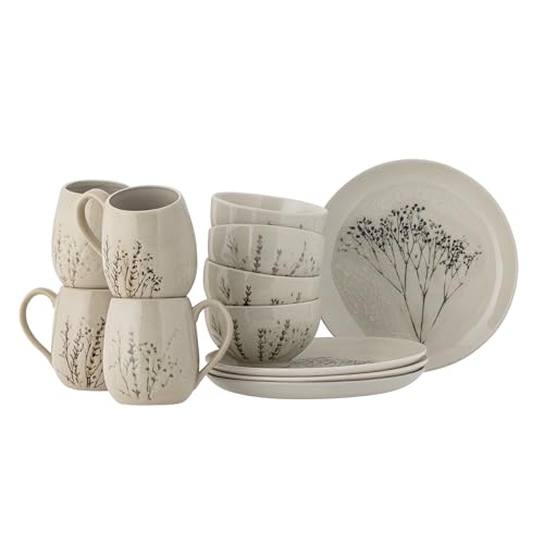 Bloomingville Bea Frühstück Set, Natur, Steingut, C:T10xH10,5/B:T11,5xH6/P:T21xH2, Satz mit 4x3 Artikeln im Sale