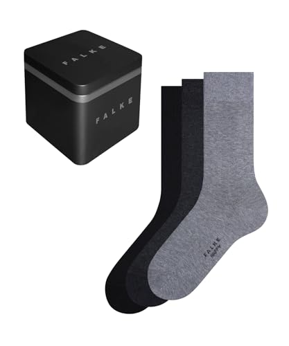 FALKE Herren Socken Happy Box Uni Multipack So Baumwolle einfarbig 3 Paar, Mehrfarbig Black Grey Mix 0010, 39-42 im Sale