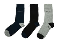 Thumbnail for Ted Baker London Mixxed Herren-Knöchelsocken, Bio-Baumwolle, Schwarz, Marineblau und Grau, im Sale