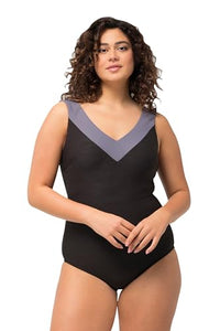 Thumbnail for Ulla Popken Damen, Selma, Grey Cross Badeanzug, Schwarz, 62 im Sale