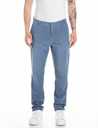 Thumbnail for Replay Men's Chino Benni Regular-Fit with Stretch, Light Blue 010 (Blue), 31W / 32L on Sale