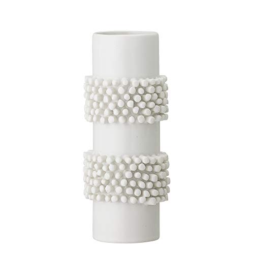 Bloomingville Barrit Vase aus Steingut in der Farbe Weiß mit Struktur, Maße: 8,5cm x 8,5cm x 20,5cm, 82047447 im Sale