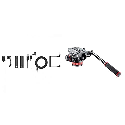 Sennheiser XSW-D Mobiles Lavalier-Kit, Digitales Plug-and-Play Lavalier-Drahtlosmikrofonsystem für Kamera-Audioaufnahmen, Reichweite 75m & Manfrotto Fluid-Video-Neiger mit flacher Basis & Schwenkgriff im Sale