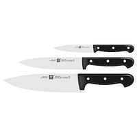 Thumbnail for ZWILLING Twin Chef Messer-Set, 3-teilig (Spick-/Garniermesser 10 cm, Kochmesser 20 cm, Fleischmesser 16 cm), Rostfreier Spezialstahl/Kunststoff-Griff im Nietendesign, Schwarz im Sale
