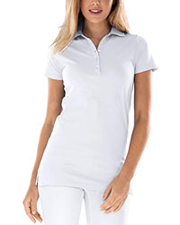 Thumbnail for CLINIC DRESS Longshirt mit Polokragen Damen-Shirt 72 cm lang mit Seitenschlitzen, mit Stretch 60 Grad waschbar Pflaume 38/40 im Sale