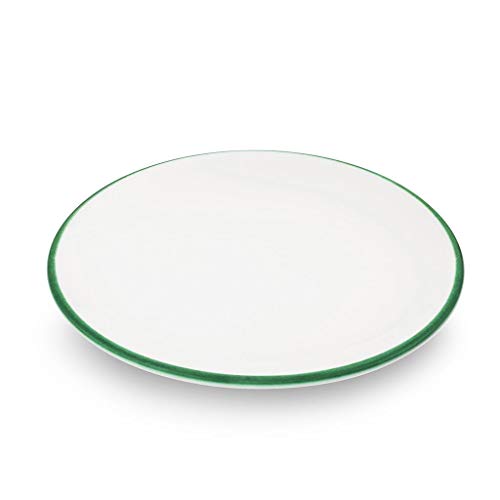 GMUNDNER KERAMIK Saucer Coffee Cup Diameter: 15 cm Green Rim Tableware, handmade in Austria on Sale