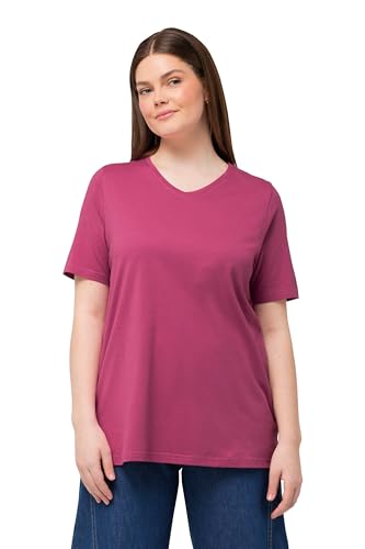 Ulla Popken Damen Basic Classic, V-Neck T-Shirt, Fuchsia, 58-60 im Sale