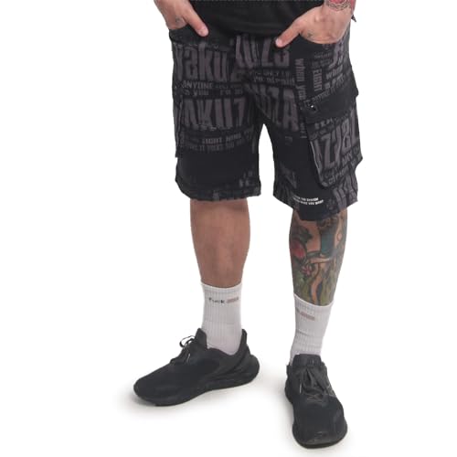 Yakuza Herren Anyone Allover Cargo Shorts, Schwarz, 36W im Sale