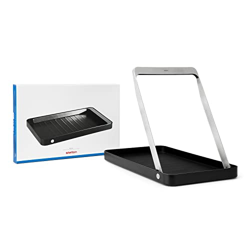 Stelton Take Away Serving Tray - Minimalist tray with foldable handle, non-slip rubber surface - ABS plastic &amp; stainless steel - One-handed serving platter for drinks, breakfast on sale