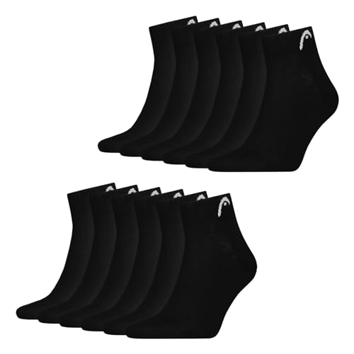 HEAD Men's All Sport Quarter Sports Socks Pack of 6 (39-42, Black) on sale