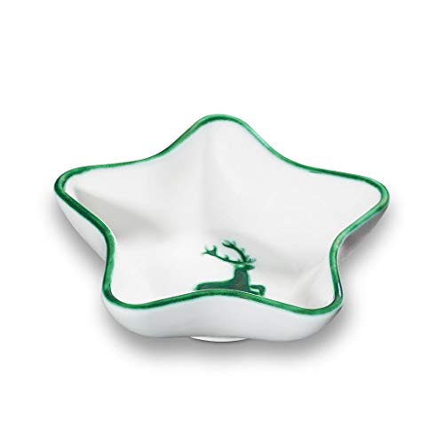 GMUNDNER KERAMIK star bowl Stella Size: l= 14 cm xw= 14 cm xh= 3.9 cm green deer tableware, handmade in Austria on sale