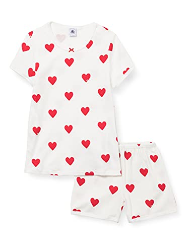 Petit Bateau Mädchen A00kg Pyjacourt, Weiss Marshmallow / Rot Terkuit, 10 Jahre EU im Sale