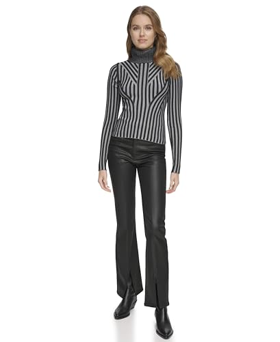 DKNY Women's Turtleneck Sweater, Black/Ivory, X-Large on sale