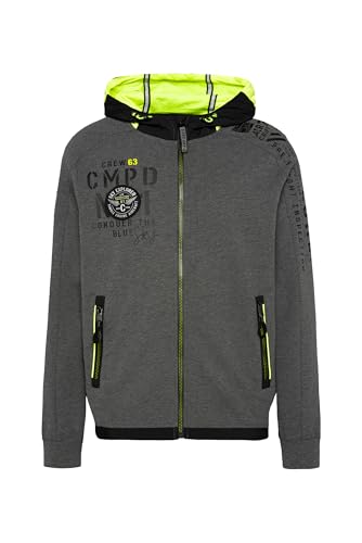 Camp David Herren Sweatjacke mit Kontrastkapuze, Prints und Patch Anthra Melange im Sale