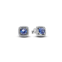 Thumbnail for Pandora Timeless Funkelnder Quadratischer Blauer Strahlenkranz Ohrringe aus Sterling Silber mit Blauem Stein, 293551C01 im Sale
