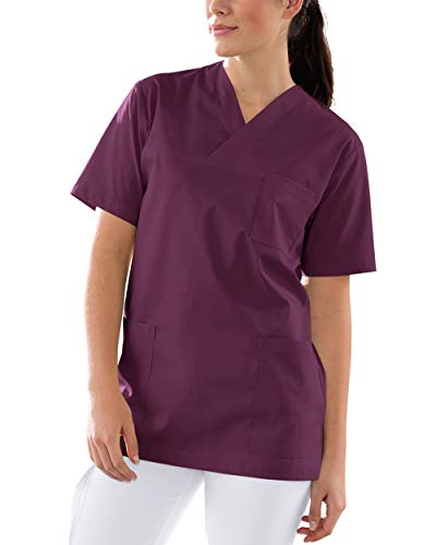 CLINIC DRESS Schlupfkasack Unisex-Schlupfkasack Brusttasche V-Ausschnitt Kasack für Damen und Herren 60° Wäsche Pflaume im Sale