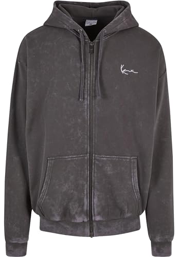Karl Kani Herren KM241-004-1 Chest Signature Os Washed Heavy Sweat Full Zip Skull Hoodie Anthracite im Sale