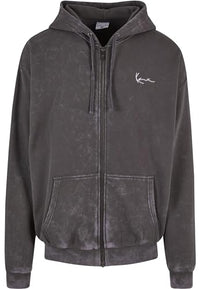 Thumbnail for Karl Kani Herren KM241-004-1 Chest Signature Os Washed Heavy Sweat Full Zip Skull Hoodie Anthracite im Sale